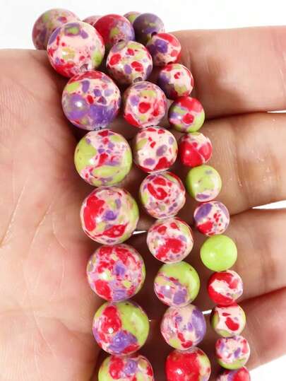 Mărgele rotunde din piatră naturală colorată, roșu, verde, violet, împărat, 6 8 10 mm, pentru fabricarea de bijuterii, consumabile, brățări DIY, accesorii pentru coliere