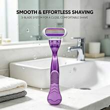 Women's Purple 3‑Blade Razor, Smooth Clean Shave For Legs, Underarms & Bikini Area, Portable Shaving Tool For Home & Travel, Perfect Gift For Girlfriend & Mom - Purple - View 8