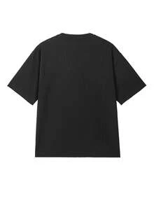 1pc Men's V-Neck Short Sleeve T-Shirt, Textured Fabric, Lightweight & Breathable, Suitable For Summer, Anti-Pilling & Deformation, Casual Style, Machine Washable, For Daily Commute & Outdoor Activities - Black - View 4
