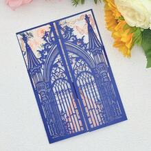 24pcs Champagne Gold Laser Cut Wedding Invitations, Glitter Bi-Fold Invitation Cards, Romantic Floral Adult Party Greeting Cards, Luxury Glitter Laser Cut Invitations For Quinceañera, High-End Party Supplies Exquisite Floral Laser Cut Invitations, Champagne Gold Shiny Invitations Suitable For Weddings And Anniversaries (Excluding Envelopes And Inner Pages) - Wedding Castle - View 6