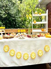10pcs/Set Bohemian Style Sunshine Banner Decor, Felt Artificial Flower "Here Comes The Sun" Hippie Beaded Hanging Decor, First Circumnavigation, Bohemian Aesthetics, Indoor/Outdoor Decor, Baptism, Birthday, Double-Layer Design, Thick Material - View 4