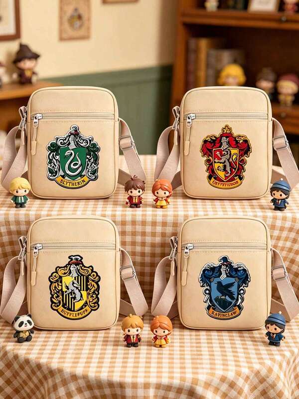 Harry Potter Wizarding World House Crossbody Bag, Sling Bag For Fans,Celebrate Your Love For The Wizarding World With This Charming Harry Potter Crossbody Bag, Featuring The Iconic Crests Of All Four Houses. Made From High-Quality, Water-Resistant Canvas, This Bag Is Built To Last, With Reinforced Stitching And A Smooth.