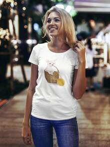 Cachorro Chihuahua, Camiseta de Perro Lindo para Mujer -Imagen de Shutterstock, Hembra Pequeña - Blanco - Ver 2