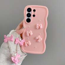 (Recibe una correa de identificación al seguir la tienda y guardar el producto) Funda de teléfono con diseño de macarrón + Cadena de mariposa + Correa de muñeca, compatible con iPhone 17 Pro Max/16 Pro Max/15 Pro Max/14 Pro Max/13 Pro Max/12 Pro Max/11 Pro Max/XS Max/7/8 Plus, S26/25/24/32/U, Honor - Rosa - Ver 3