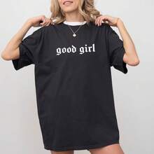 [100% Cotton] Good Girl T-Shirt, Good Girl Romance Club Graphic Print T-Shirt, Book Lover Unhinged T-Shirt, Romance Reader T-Shirt, Bookish T-Shirt, Dark Romance T-Shirt, Golf Gift T-Shirt For Men And Women, Graphic Tee - 黑色 - 查看 4
