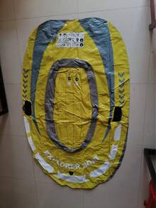 1/2 Persona Kayak Inflable Canoa Bote de Pesca, Balsa Inflable de Goma para Flotación en Lago al Aire Libre - Amarillo 1 - Ver 9