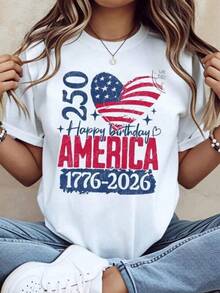 Camiseta Estilo Urbano250 Happy Birthday America 1776 2026 Independence Day Usa Flag Heart T Shirt Women Patriotic Celebration Apparel,Camiseta informal negra de cuello redondo para hombre, camisas para niños, ropa para niñas, conjuntos de chicas de televisión, conjuntos a juego para madre e hija, adecuados para regalos de San Valentín, unisex - Blanco - Ver 7