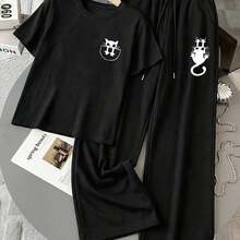 Camiseta para Mujer con Estampado de Diente y Pasta Dental, Manga Corta - Negro - Ver 1