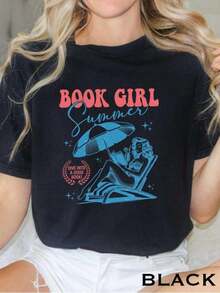 Camiseta de verano para amantes de los libros, camiseta literaria, camiseta para amantes de los libros, camiseta para chicas amantes de los libros, literaria, camiseta de lectura, regalos literarios - Camiseta unisex de algodón suelto de manga corta y cuello redondo estilo vintage urbano, blusas para mujer. blusas.blusas casuales para dama. - Negro - Ver 7