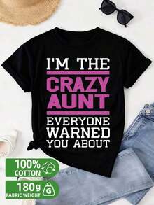Camiseta de algodón 100% con diseño divertido para la tía loca que todos adoran y que nadie puede olvidar perfecta para momentos únicos y compartir risas y recuerdos ideal para quienes aman el estilo y2k asegúrate de tenerla en tu armario - Negro - Ver 1
