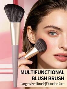 1 cọ tán má hồng lông thú sinh học mới, cọ trang điểm tạo khối lông mềm mại, dụng cụ trang điểm đa năng cầm tay. - Bụi tím - Xem 2