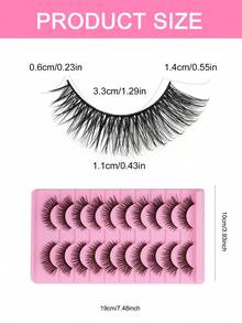 10 Pairs Natural Reusable 3D Faux Mink Eyelashes, Lightweight Soft Curly Striped Lashes, Suitable For Daily, Club, Work Wear, Fluffy And Comfortable Reusable Lashes, Create Charming Eyes With Dramatic Big Eye Effect, Strip Eyelashes - Black - View 7