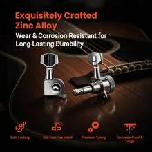 LHXZJHYX Guitar Locking Tuners 6 Inline,Lock String Tuning Key Pegs,Guitar Machine Heads With Hexagonal Handle Replacement For ST TL LP Style Electric,Folk Or Acoustic Guitars (Black,3 Left+3 Right) - ColorC - 查看 2