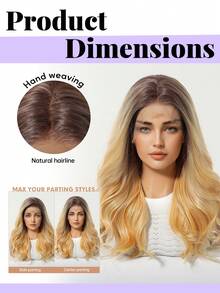 Tóc giả ren phía trước 18 inch 13*4, màu ombre từ chân tóc tối sang xám bạc, tóc tổng hợp gợn sóng nhẹ, sợi chịu nhiệt, phù hợp cho sử dụng hàng ngày, đi làm, đi học, hẹn hò, sinh nhật, Halloween, Giáng sinh, Lễ Tạ ơn, lễ hội âm nhạc, quà tặng phong cách Y2K, chị gái, mẹ, bạn gái, trông tự nhiên, không cần keo, không cần cắt tỉa, không cần tẩy màu, dễ buộc, tóc giả ren phía trước gợn sóng ombre dài ngang vai thời trang dành cho nữ - Màu vàng - Xem 9