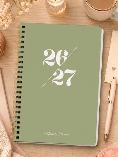 2026-2027 Calendar Book Weekly Monthly Planner, Minimalist Spiral Bound Schedule Organizer Notebook Jan–Dec, Back To School Office Supplies Desk Accessories