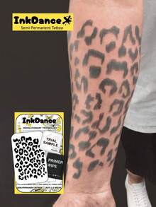1 Set "Leopard Print" New Technology Temporary Tattoo Stickers, Semi-Permanent, Realistic Design, Waterproof And Long-Lasting, Wild Black, Plant-Based Formula, Ink Dance Festival Body Art Gift D021 - Black - View 1
