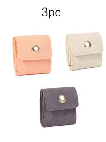 1/3pcs Mini Travel Jewelry Storage Bags, Felt Material, Foldable Gym Jewelry Organizer Stand Case With Snap Button, Multi-Compartment Small Roll Pouch For Rings, Earrings And Necklaces - Multicolor - View 8