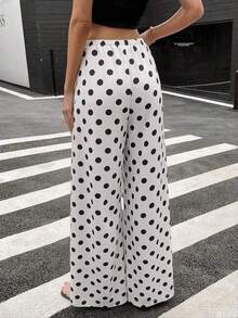 Pantalones casuales de lino de cintura baja y pierna recta para mujer, estilo de vacaciones de verano - Blanco - Ver 2