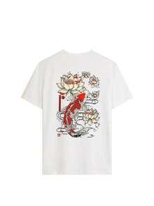 ClassicCamiseta de mujer de manga corta con cuello redondo y gráfico de letras, estilo casual y versátil para vacaciones, elegante para el verano y uso diario, color negrocasual blouses women - Blanco - Ver 3