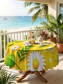 1/2pcs Tablecloth, Daisy Pattern Tablecloth, Polyester Material, Square Or Round Shape, Suitable For Kitchen, Dining Room, Coffee Table, Picnic, Camping, Countryside Decor, Protect Tabletop, Holiday Decoration, Fresh And Natural Style, Enhance Home Atmosphere - Multicolor - View 21