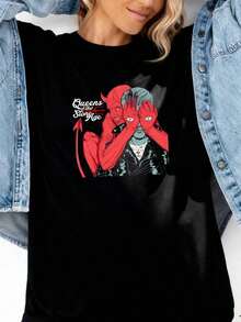 1 Piece T-Shirt QUEENS GIRL NY NEW YORK Funny City Home Roots Gift 180g 100% Cotton - Black 1 - View 3