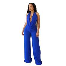 2-Piece Women's Outfit: Sexy Halter Neck, Low-Back, Tie-String, Solid Color Mesh Two-Piece Set - Màu xanh lam - Xem 12