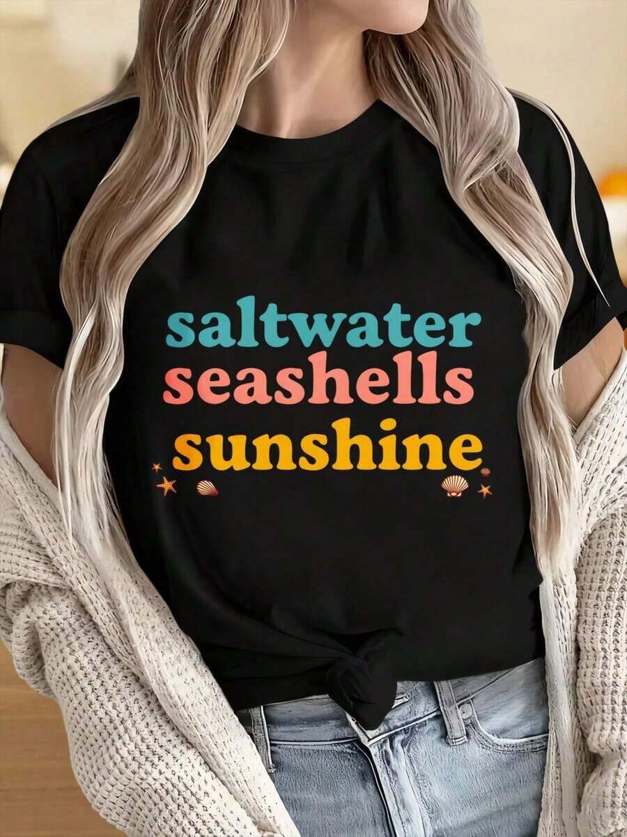 Camisetas para Mujer y Hombre con Cuello Redondo y Mangas Cortas, Camiseta con Estampado Gráfico Casual para Mujer, Estampados Divertidos Ideales para Fiestas de Navidad, Actividades Deportivas, Fiestas de Vacaciones, Salidas, Deportes y Otros Regalos Festivos. - Negro - Ver 1