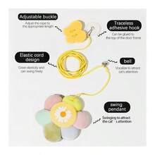 Hanging Swing Cat Toy Elastic Caterpillar Mouse Cat Amusing Stick Cat Toy - Hoa dán - Xem 5