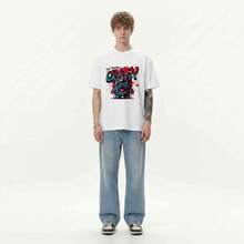 Boy Camiseta De Manga Corta Estilo Americano, Moderna Y Casual Para Hombre, DiseñO De Verano 2026 Con Estampado De Diablillo. - Negro - Ver 2