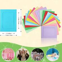 21pcs 6-Inch Paper Photo Frame, Black Multi-Colored Cardboard Photo Hanging Box - Home, Office, Wedding And Party Decorative Clip Photo Display | Suitable For Birthdays And Graduation Ceremonies, Photo Display (Random Colors) - one-size - View 5