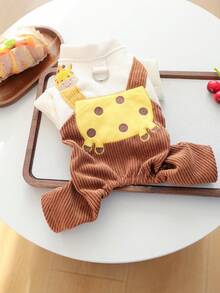 1pc Pet Clothes, Dog/Cat Outfit, Cute Costume For Small Dogs, Warm & Comfortable Giraffe Suspender Pants For Small Dogs In Autumn/Winter - Multicolor - View 10