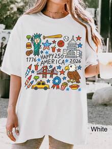 Camiseta  America .º aniversario, camiseta Ha  America 1776-06, camiseta del 4 de julio, camiseta del semiquincentenario, camiseta patriótica,Embalaje individual - Blanco - Ver 6