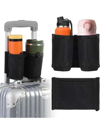 1pc Luggage Handle Water Bottle Storage Bag, Travel Suitcase Portable Cup Holder, Beverage Cup Pouch, Universal Handle Cup Holder, Travel Cup Holder