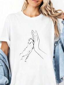 1 Piece Women's White T-Shirt "Support Public Libraries" (Sizes S-2XL) - Book Lover T-Shirt With Colorful Book And Pen Design, Bookshelf Graphic And Library Card, Comfortable High Elasticity Fit, Machine Washable, Casual, 180g, 100% Cotton - 白色 3 - 查看 11