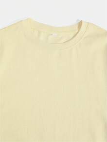 Short-Sleeve T-Shirt With Cherry Stripe Print, Printed Shirt, Casual Round Neck T-Shirt For Women, Women's Clothing, Teacher T-Shirt DMJ3 - 杏色 - 查看 3