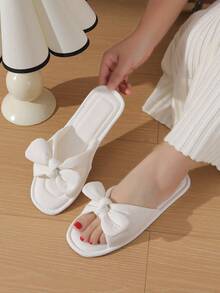 Women's Slide Sandals, Women's Spring Summer Autumn Winter Indoor Slippers, Anti-Slip Wear-Resistant Home Fashion Open-Toe Slippers, Lightweight Quiet Home Slippers - White - View 2