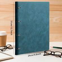 A4 Notebook (1 Refill Included) With 1 Extra Refill, 2pcs - Elegant Minimalist Design, Replaceable Lined Refill, PU Cover - Suitable For Office, Study, Home Smooth Writing Diary, Can Be Used As Gift - Compatible With Binders And Folders - Essential For Study Notes, Office Workers, Stationery - A4 - View 2
