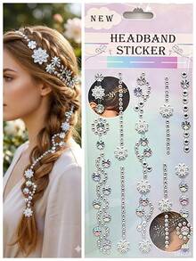 1pc 2pcs Flower Hair Stickers Face Jewels Set, Face Stickers, Face Gems, Hair Gems, Self-Adhesive Rhinestone Hair Gems & Floral Body Crystals, Coquette Fairycore Pearl Diamond Hair Accessories For Festival, Party, Prom, Rave - Multicolor - View 19