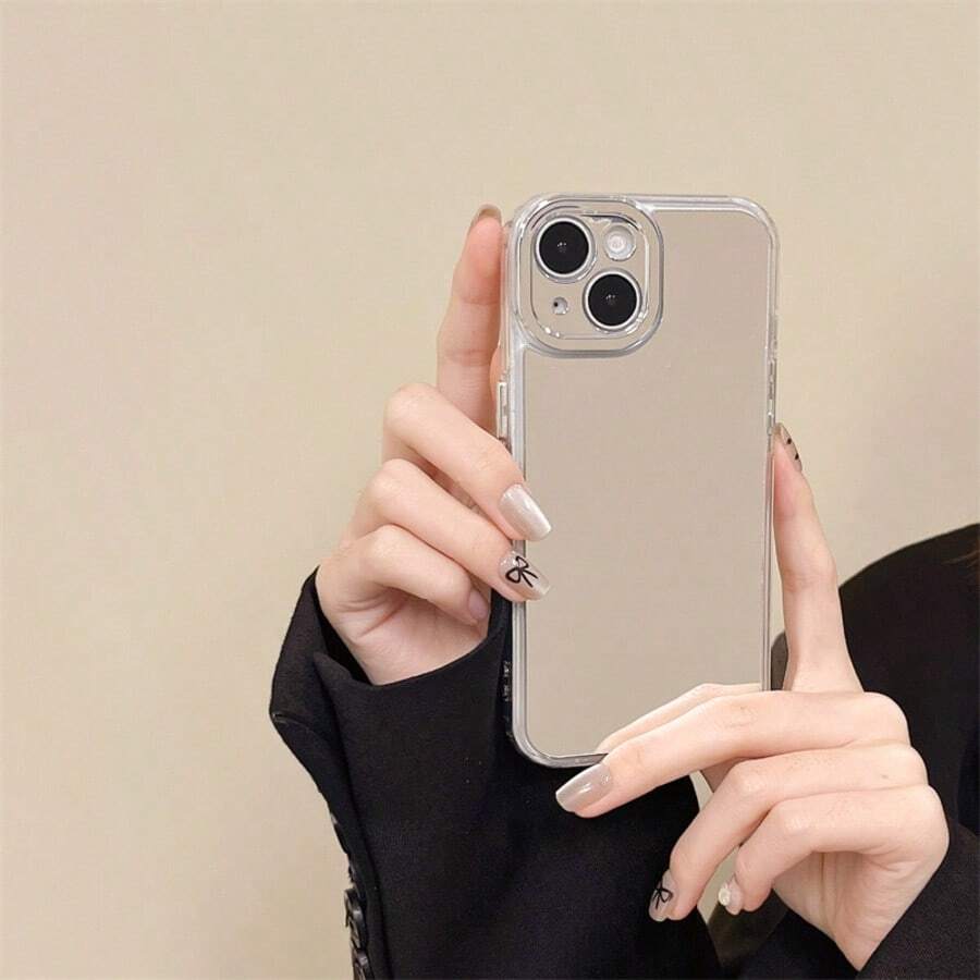 Full Mirror Makeup Phone Case, Suitable For IPhone 17/16/15/14ProMax/13/12/11 Series, Full Mirror Back Protection Cover, Scratch-Resistant Transparent Frame, Slim Design, Elegant Gift For Women, Minimalist Style For Daily Use - Clear - View 1