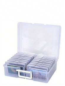 1pc Transparent Compartment Storage Box, Suitable For Storing Photos, Books And Clothes, Lightweight Design For Easy Carrying, Great For Apartment And Dorm Use - Rectangular - View 9
