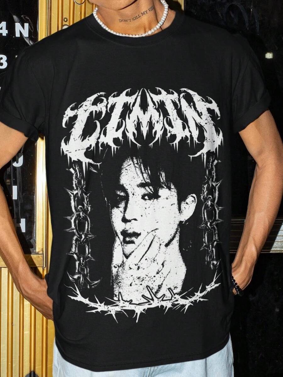 Camiseta Jimin Dark Metal Vintage Grunge|   Camiseta Vintage de Jimin|   Camiseta Jimin Dark Metal|   Regalo para fan de Jimin|   Regalo para Fanáticos de |   Aficionado del Ejército|   Amante de Jimin - Negro - Ver 1