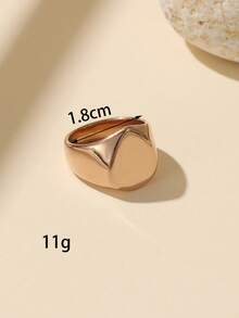 1 pièce Bague à large bande en acier inoxydable or rose, taille réglable, cœur, larme, rectangle, carré, minimaliste polyvalent, convient pour la décoration quotidienne des femmes ou comme cadeau - Or rose - Voir 8