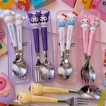 2pcs/Set Set Peralatan Makan Portabel Stainless Steel Sanrio, Peralatan Makan yang Dapat Digunakan Kembali, Sendok dan Garpu untuk Perjalanan Luar Ruangan, Cocok untuk Berbagai Acara, Sempurna sebagai Hadiah Liburan (Kotak Peralatan Makan Dapat Dilepas atau Tidak Dapat Dilepas, Diberikan Secara Acak) - MultiWarna - View 4