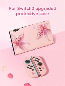 1pc Pink Eggplant Flower Pattern Protective Case/Cover, Compatible With Switch2 (2025), Switch NS, Switch OLED, Switch Lite, Accessories For Switch 2nd Gen/Switch, Full Set Including Storage Bag, Game Card Case, Best Gift For Switch Players - Multicolor - View 5