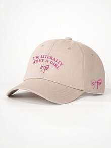1顶Y2K儿童双刺绣“I'M LITERALLY”蝴蝶结棒球帽，可调节户外遮阳帽，男女童通用，适合春季、秋季、旅行、海滩等场合。 - 棒球帽 - 查看 12