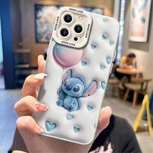Officially Licensed Disney Lilo & Stitch Phone Case, This Protective Phone Case Features Stitch Sitting And Holding A Gradient Pink‑Blue Balloon, Surrounded By Embossed Light Blue Heart Decorations, Set Against A Clean White Bubble‑Textured Background, Made With Flexible, Durable TPU Material To Protect Against Everyday Scratches, Bumps, And Minor Impacts, Compatible With IPhone 17, 16, 15, 14, 13, 12, 11 Pro Series And Galaxy S22, S23, S24, S25 Models, Making It A Charming Choice For Stitch Fans And Disney Lovers, Ideal For Birthdays, Holidays, Or Any Special Occasion To Surprise Family And Friends. - 黑色 - 查看 5