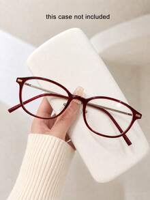 1 kính gọng chữ nhật nữ, tròng trong suốt, gọng PC phối càng kim loại, phụ kiện thời trang tối giản xuyên thấu, phù hợp đeo hàng ngày - Nhiều màu - Xem 2