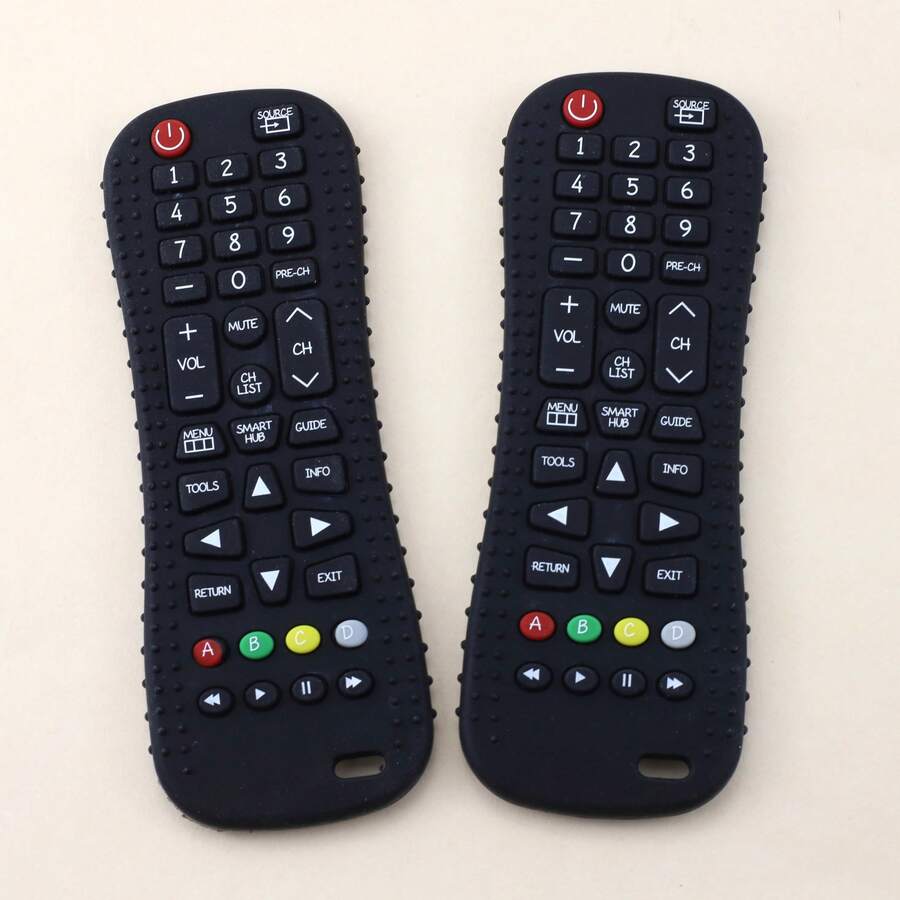 Silicone Teething Toy, Simulated Remote Control Chew Toy, Pacifier For Baby Teething Relief - Black - View 1