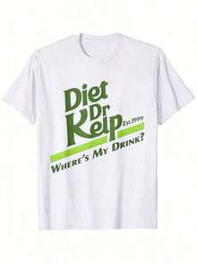 Camiseta de manga corta informal para mujer con estampado gráfico verde 'Diet Dr Kelp', estilo moderno minimalista, envío gratis, regalos para madres, tops de mujer, ropa casual de diario para mujer. - Blanco - Ver 1