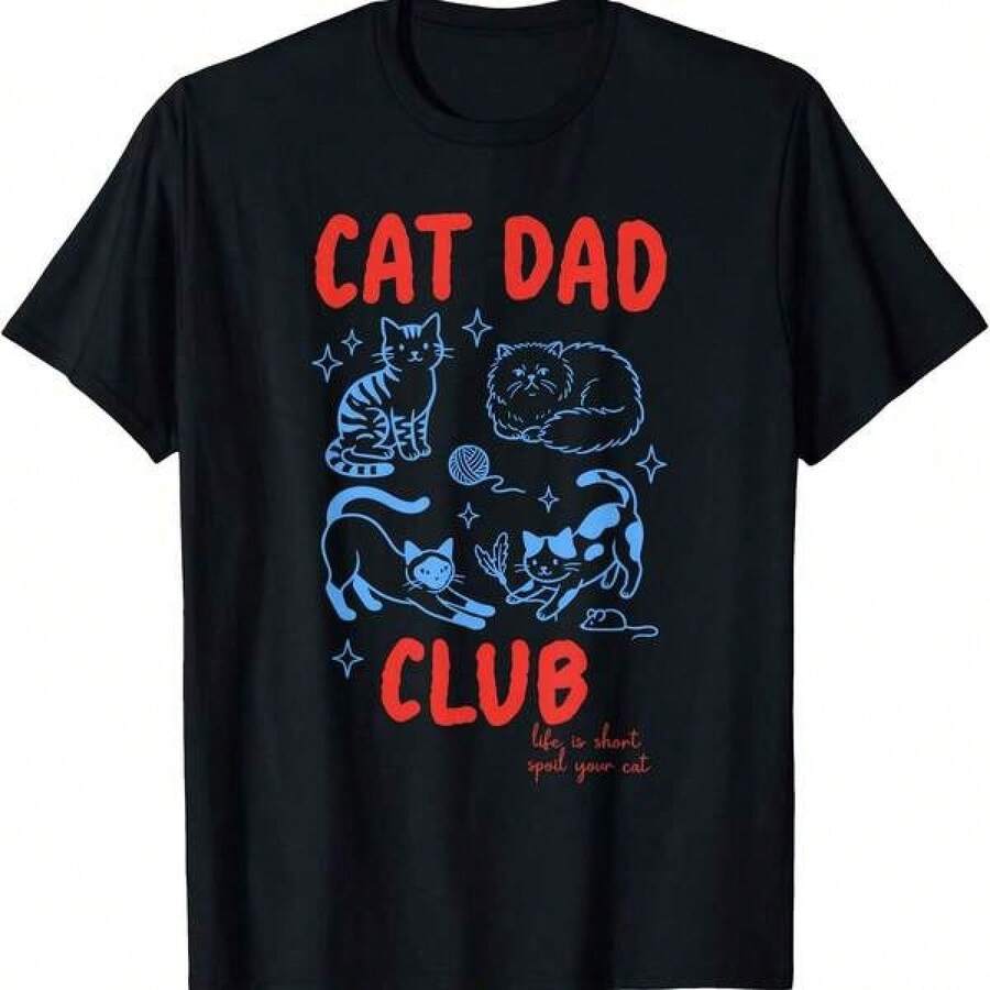 Camiseta Retro para Papá de Gatos, Meme de Gato para el Día del Padre, para Amantes de Mascotas - Negro - Ver 1
